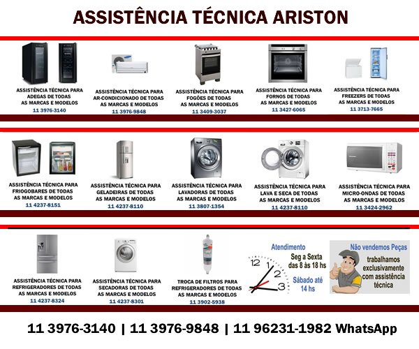 Assistência técnica eletrodomésticos Ariston
